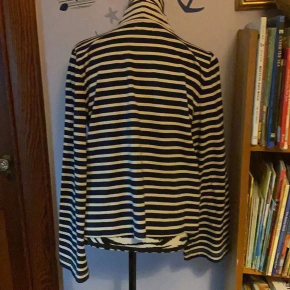 Madewell blue and white striped mock neck long sleeve shirt size large - Picture 2 of 3
